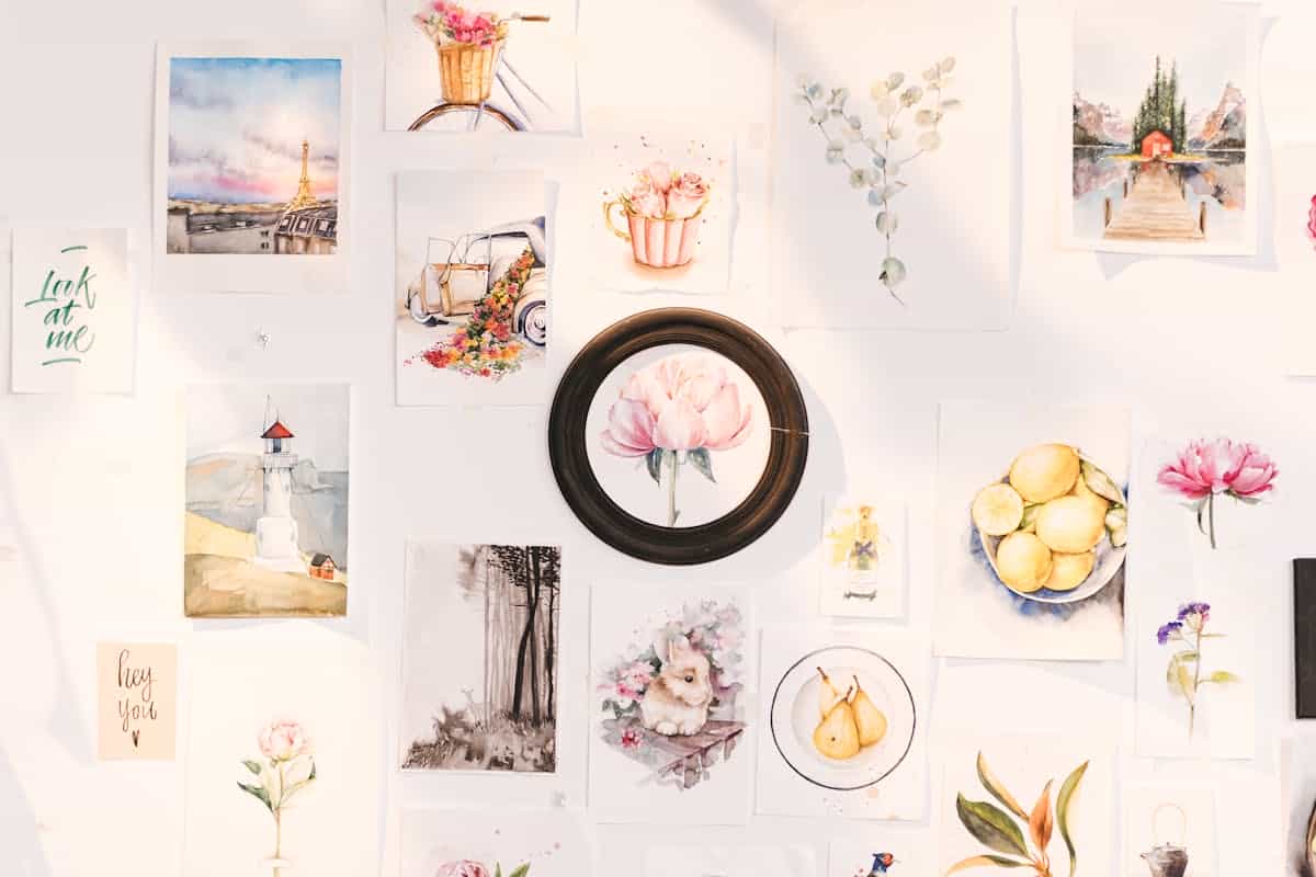 A collection of framed floral art prints illustrating different magnolia wall art styles A wall of framed floral art prints in different styles, illustrating the range of magnolia wall art options